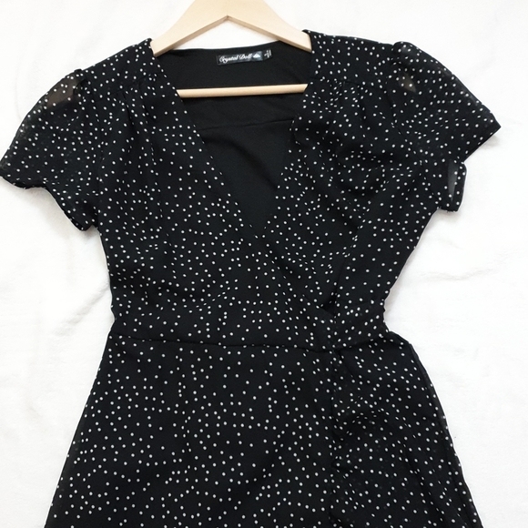 Crystal doll polka dot black wrap maxi dress - Picture 8 of 17